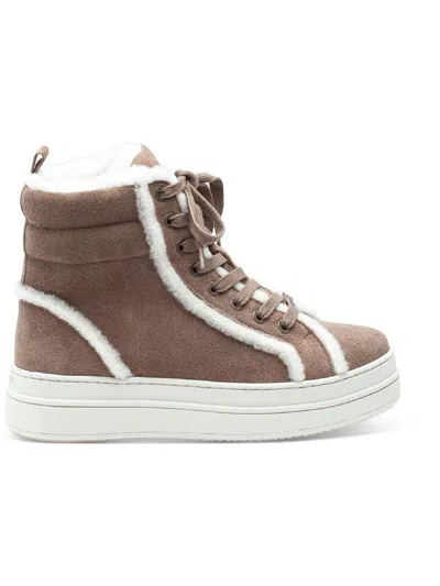 J/slides Nadal Womens Suede Faux Fur Lined Casual And Fashion Sneakers In Brown