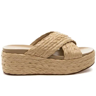 J/slides Quiver Natural Raffia Wedge In Sand In Beige