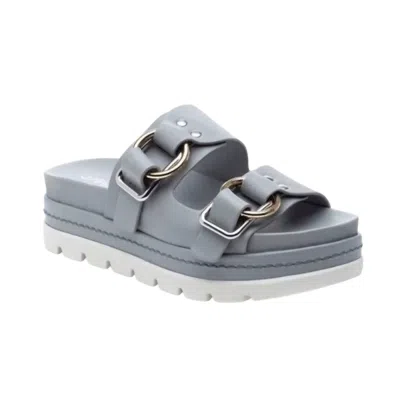 J/slides Women's Baha Sandal In Light Grey Leather In Multi