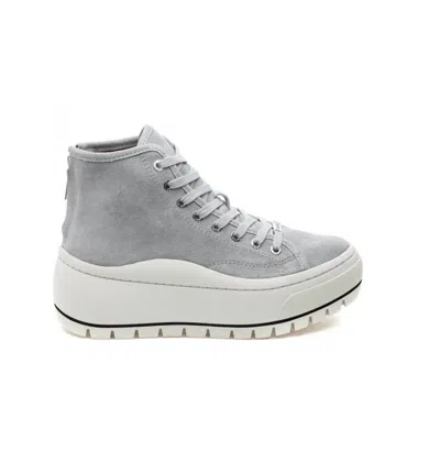 J/slides Women's Gracie Platform Sneaker In Light Grey Suede In Gray