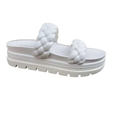 J/slides Women's Reese Platform Sandal In White Leather