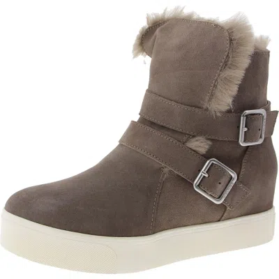 J/slides Womens Faux Fur Lined Shearling Boots In Brown