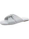 J/slides Womens Faux Leather Slip On Slide Sandals In White