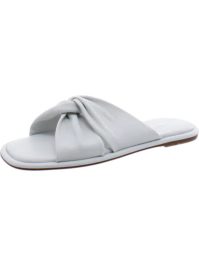 J/slides Womens Faux Leather Slip On Slide Sandals In White