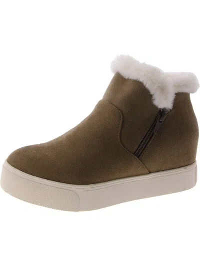 J/slides Womens Faux Suede Flatform Ankle Boots In Multi