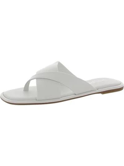 J/slides Womens Flat Slip On Slide Sandals In White