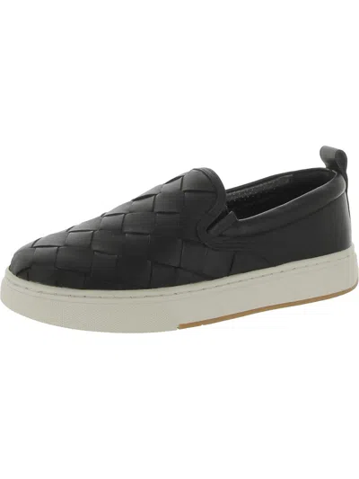 J/slides Womens Leather Comfort Slip-on Sneakers In Black