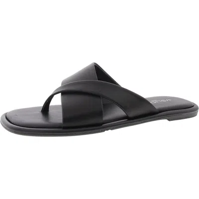 J/slides Yuri Womens Leather Slip On Thong Sandals In Black