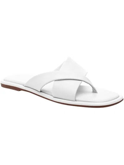 J/slides Yuri Womens Leather Slip On Thong Sandals In White