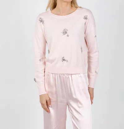 J. Society Ariana Brooch Crew Sweater In Blush In Multi