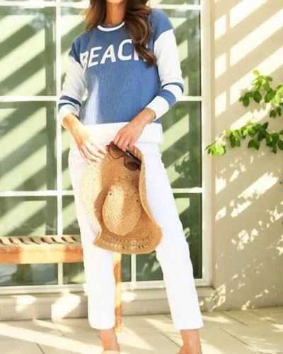 J. Society Beach Sweater In Denim Blue/white