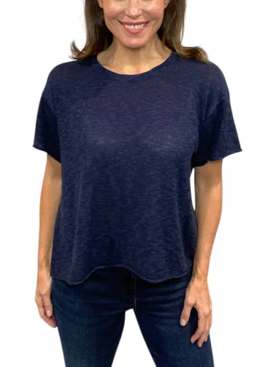 J. Society Cap Sleeve Boxy Tee In Navy