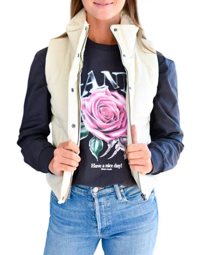 J. Society Chevron Quilted Vest In Beige In Multi