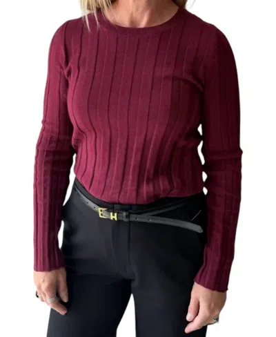 J. Society Classic Ribbed Crew Sweater In Bordeaux In Burgundy