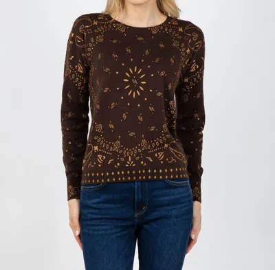 J. Society Foil Bandana Sweatshirt In Chocolate In Gold