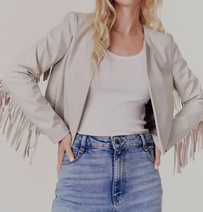 J. Society Fringe Cropped Cardigan In Stone In Multi