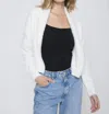 J. Society Fuzzy Crop Long Sleeve Shrug In White In White