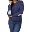 J. Society Heart Patch Crew Sweater In Navy In Blue