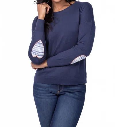 J. Society Heart Patch Crew Sweater In Navy In Blue
