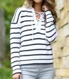 J. Society Lace Up Sweater In Multi In White