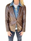 J. Society Leather Blazer With Detachable Denim In Brown In Brown