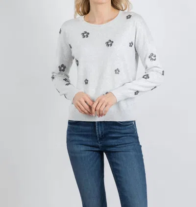 J. Society Liv Sequin Flower Crew Sweater In Cloud/silver In White