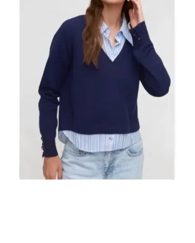 J. Society Long Sleeve Twofer Sweater In Navy In Blue