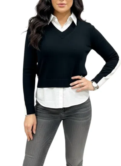 J. Society Lottie Pull-on Sweater In Black And White