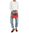 J. Society Love D Stitch Crew Sweater In White/red In Multi