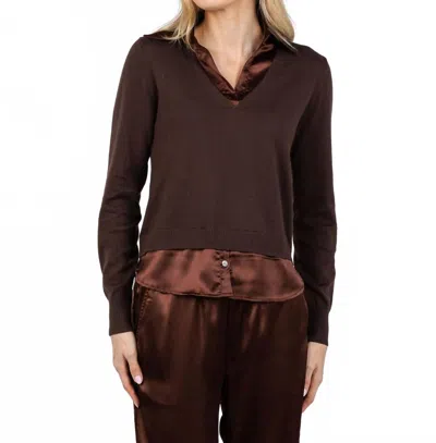 J. Society Lyla Two Fer Pullover Sweater In Chocolate In Brown