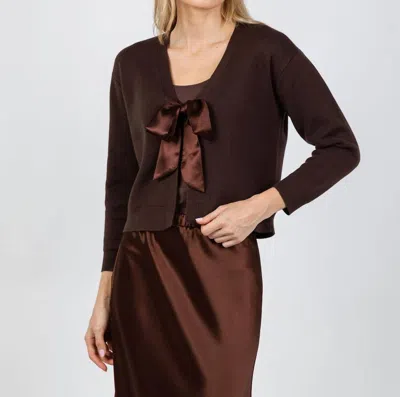 J. Society Maya Tie Front Cardigan In Chocolate In Brown