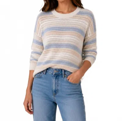 J. Society Mesh Stripe Crew Sweater In Sand In Multi