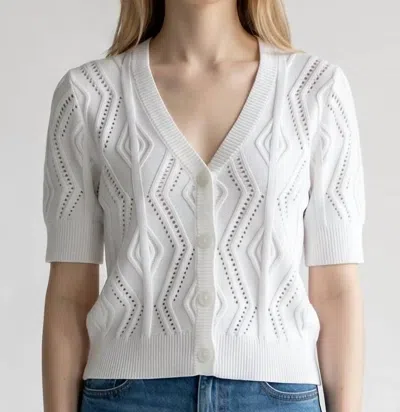 J. Society Pointelle V-neck Cardigan In Ivory In Multi