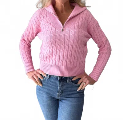 J. Society Poppy Cable Long Sleeve Sweater In Bubblegum In Pink