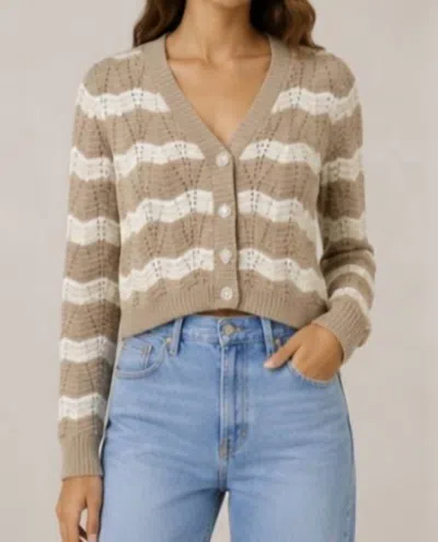 J. Society Ric Rac Stripe Cardigan In Camel Combo In Multi