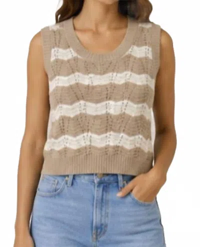 J. Society Ric Rac Stripe Vest In Camel Combo In Multi