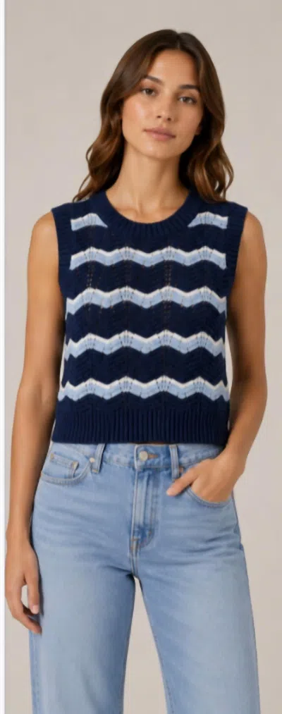 J. Society Ric Rac Stripe Vest In Navy Combo In Black