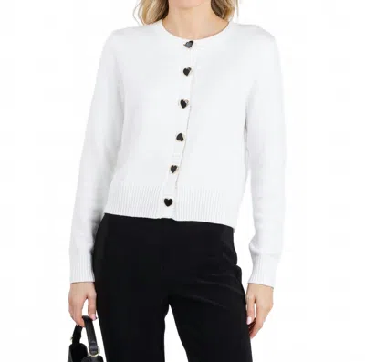 J. Society Ronna Heart Button Cardigan In White