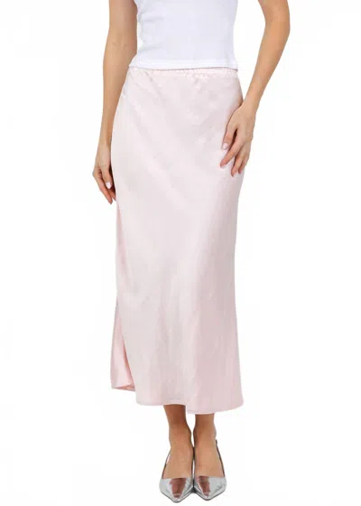 J. Society Satin Long Skirt In Blush In White