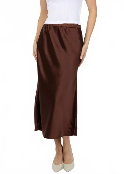 J. Society Satin Long Skirt In Chocolate In Brown