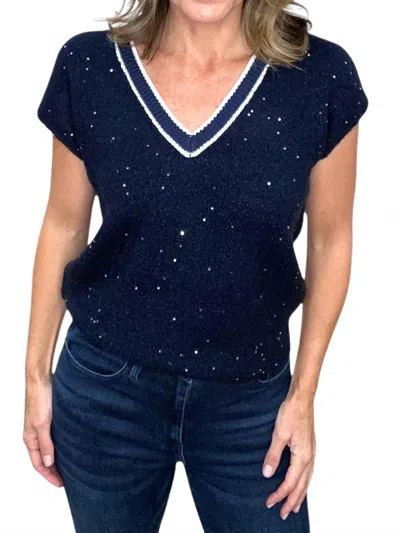 J. Society Sequin V-neck Vest In Navy