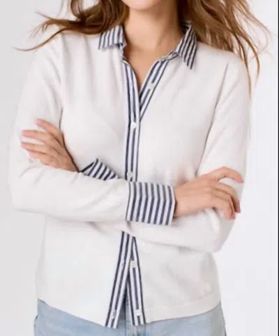 J. Society Shirt Trimmed Sweater In White