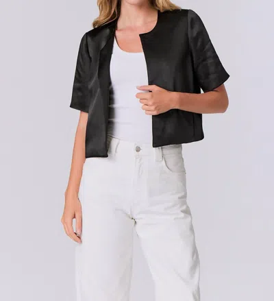 J. Society Short Sleeve Open Cardigan In Black