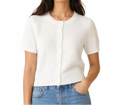 J. Society Short Sleeve Seed Stitch Cardigan In White