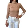 J. Society Striped Ribbed Sweater In Camel In Brown