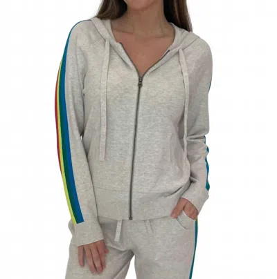 J. Society Striped Sleeve Zip Hoodie In Flax