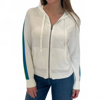 J. Society Striped Sleeve Zip Hoodie In White