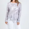J. Society Tie Dye Long Sleeve Crew Sweater In Cloud In Gray