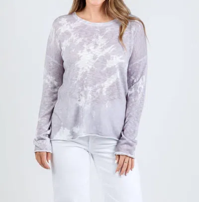 J. Society Tie Dye Long Sleeve Crew Sweater In Cloud In Gray