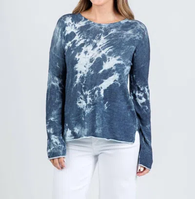 J. Society Tie Dye Long Sleeve Crew Sweater In Denim In Blue